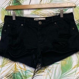 Garage Black Jean Distressed Beach Shorts